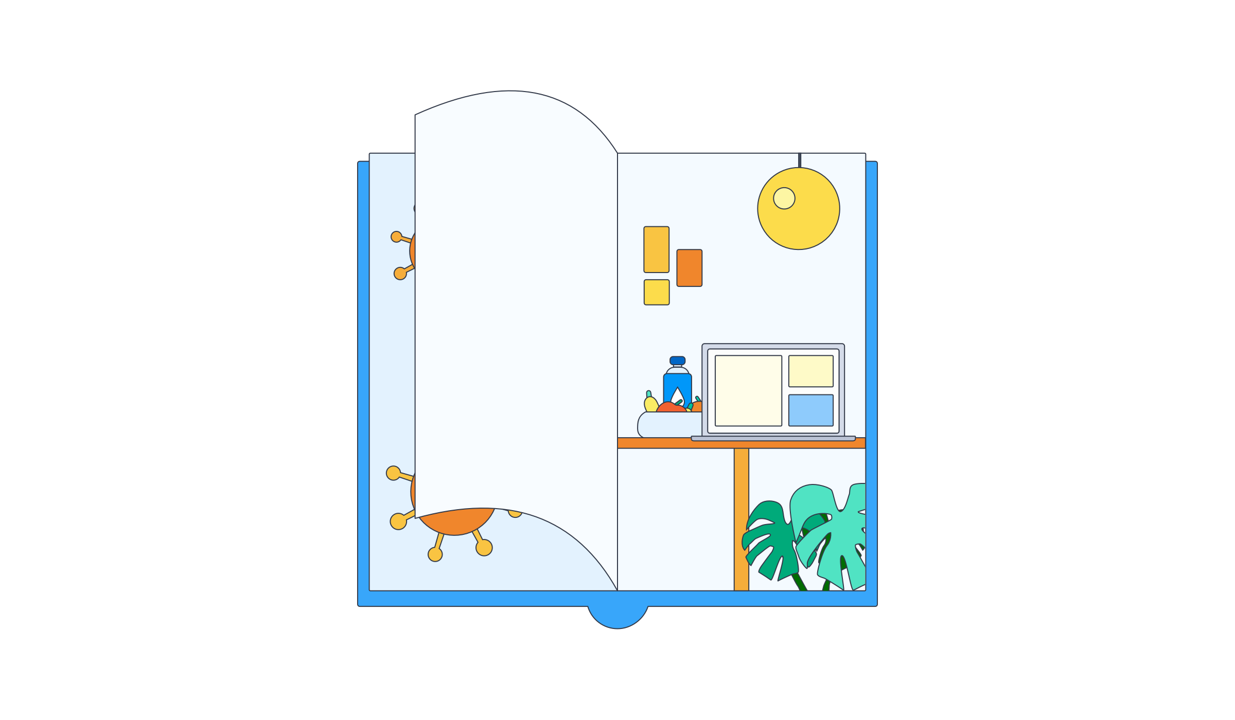 Illustration of a book with a post-pandemic new page