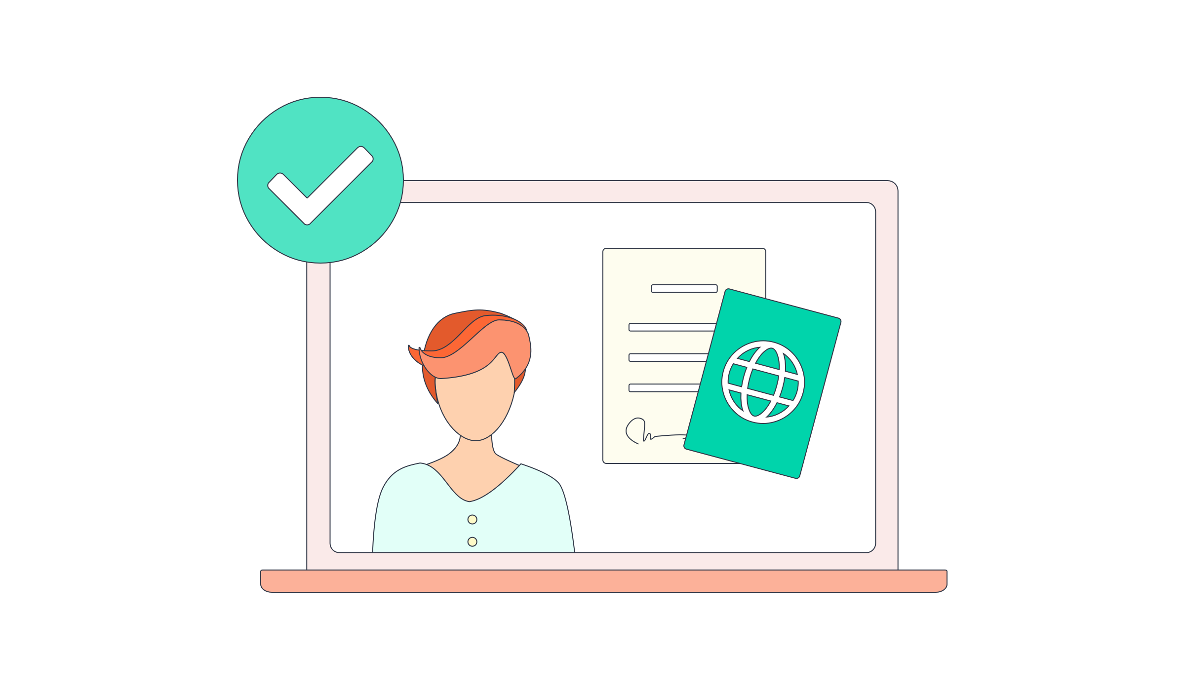 Illustration of passport being approved